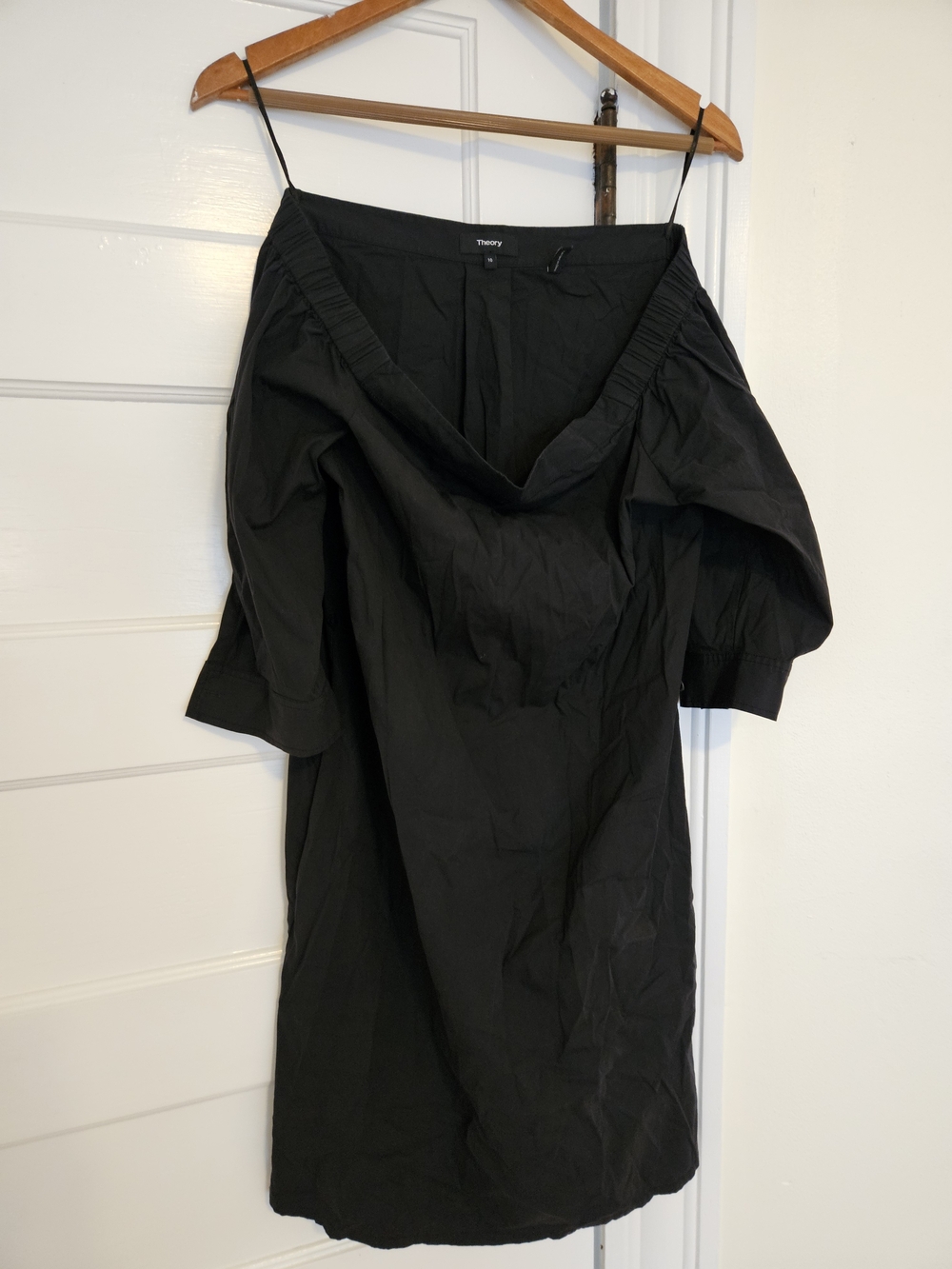Theory Off Shoulder Black Midi Dress